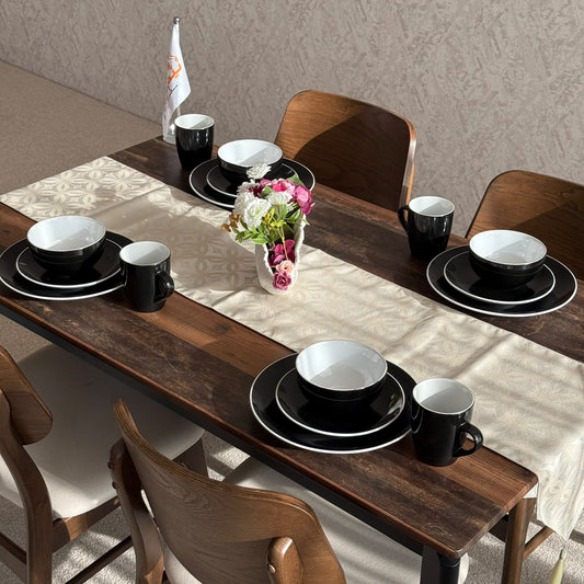 Modern Black & White Ceramic Dinnerware Set - 16 PCS