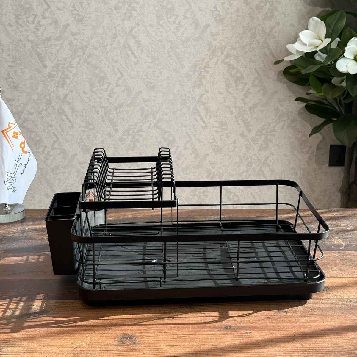 2-Tier Modular Metal Dish Drying Rack with Drain Tray & Cutlery Holder