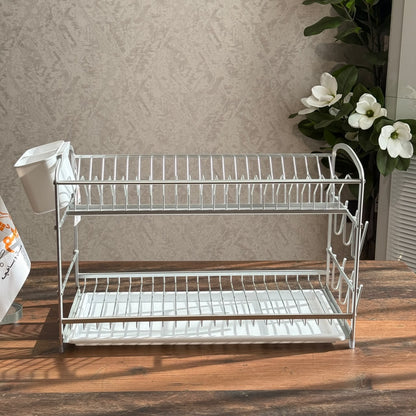 Double-Layer Countertop Kitchen Dish Storage Rack