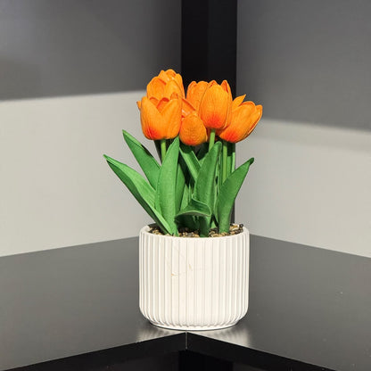 Artificial Tulip Flower in Decorative Pot