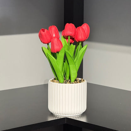 Artificial Tulip Flower in Decorative Pot