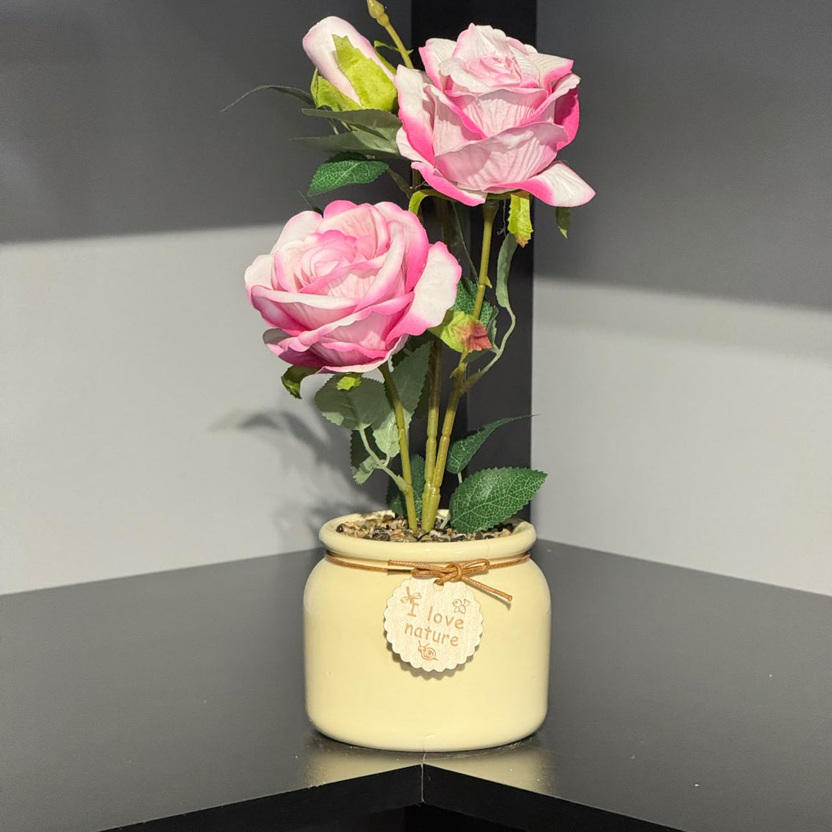 Real-Touch Artificial Rose Flower in Decorative Pot