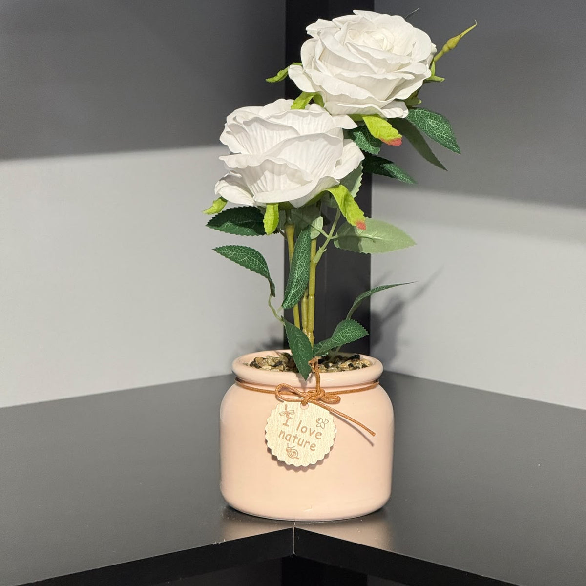 Real-Touch Artificial Rose Flower in Decorative Pot