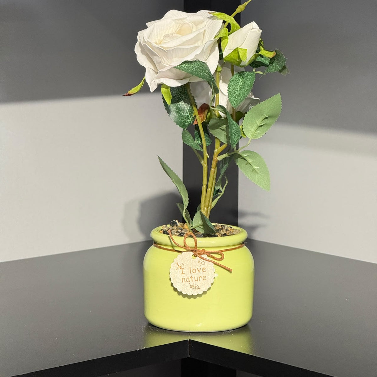 Real-Touch Artificial Rose Flower in Decorative Pot