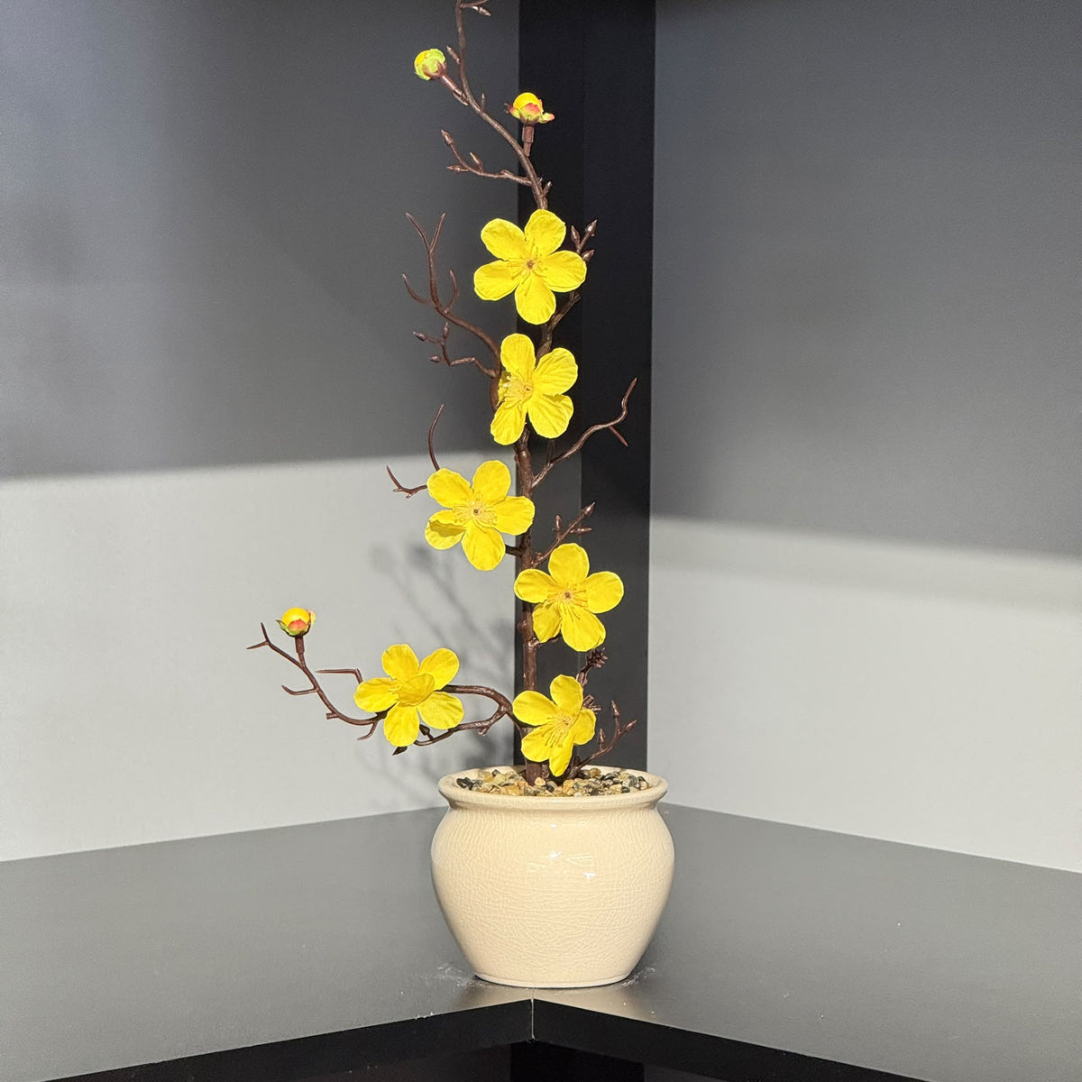 Artificial Blossom Flower in Decorative Pot