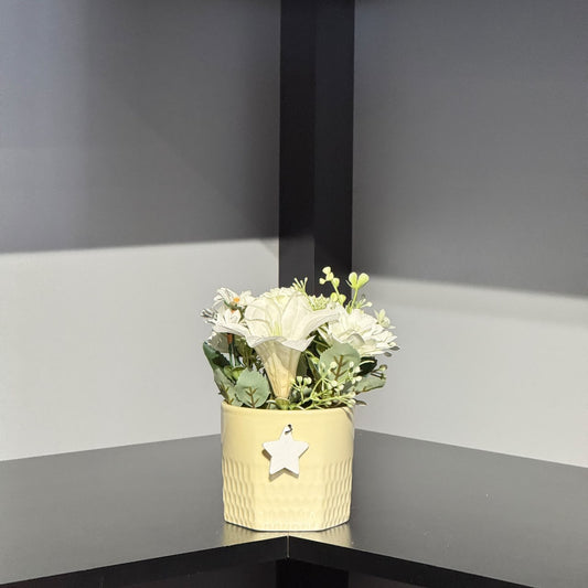 Mini Potted Artificial Flower Arrangement with Star Detail