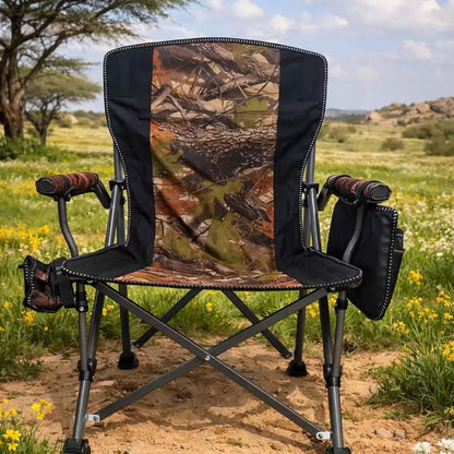 Heavy-Duty High-Back Folding Camping Chair with Cup Holder & Side Pocket