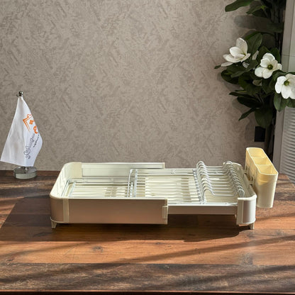 Sliding Extendable Countertop Dish Rack - Cream