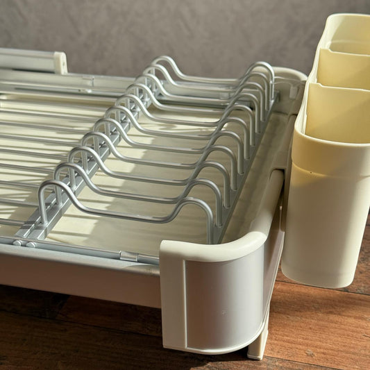 Sliding Extendable Countertop Dish Rack - Cream