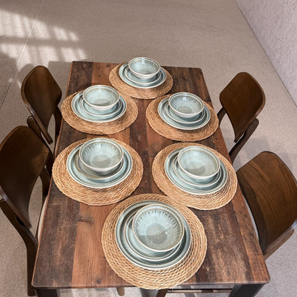 Vintage Luxury Two-Tone Ceramic Dinnerware Set - 18 PCS