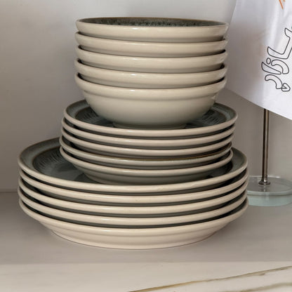 Vintage Luxury Two-Tone Ceramic Dinnerware Set - 18 PCS
