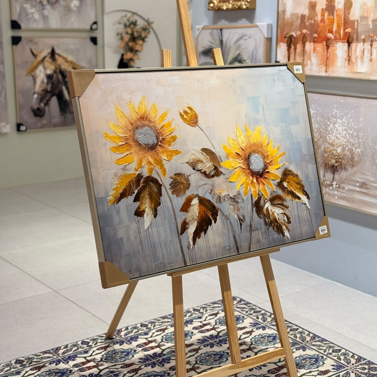 Golden Sunflower Field Heavy Textured Canvas Wall Art