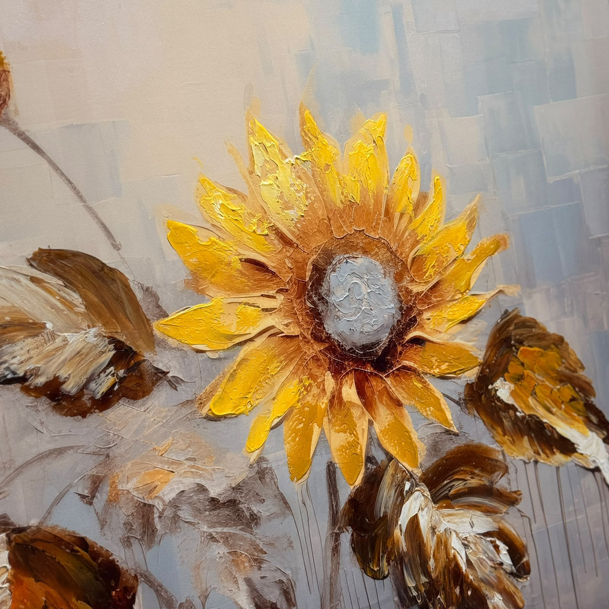 Golden Sunflower Field Heavy Textured Canvas Wall Art