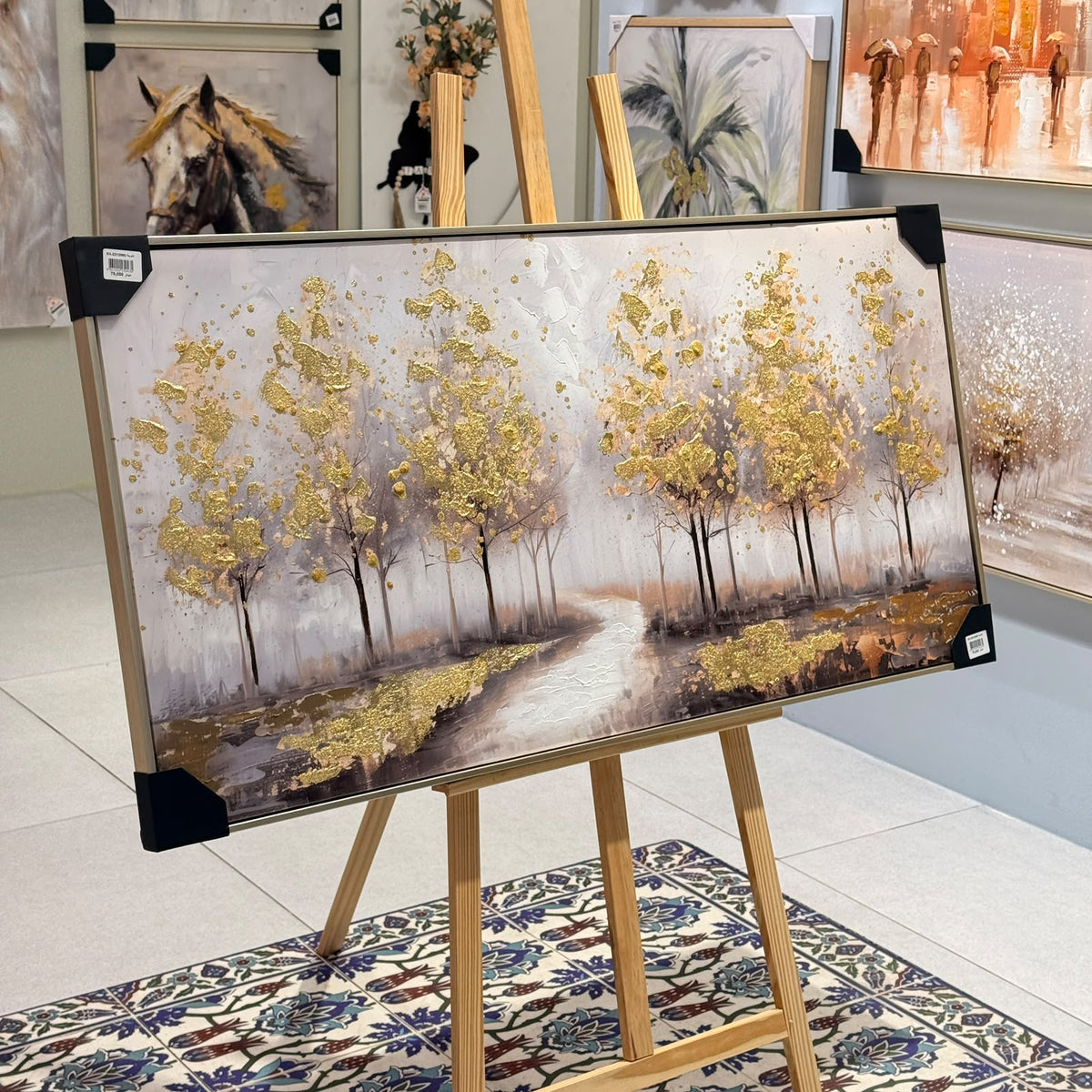 Autumn Golden Trees Landscape Heavy Textured Wall Art