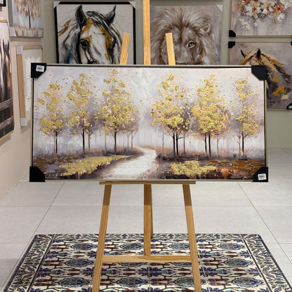 Autumn Golden Trees Landscape Heavy Textured Wall Art