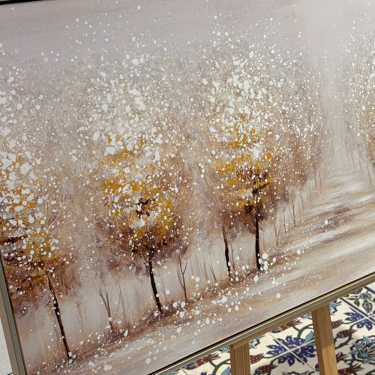 Golden Forest Pathway Gold Leaf Textured Canvas Wall Art - 120X60