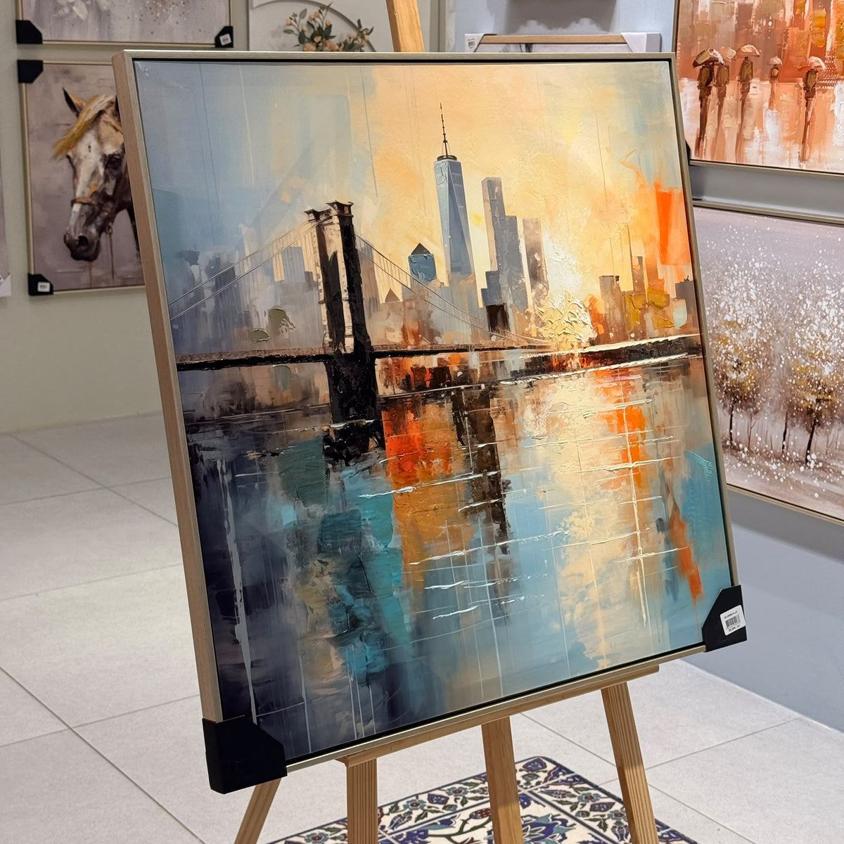Modern Brooklyn Bridge Cityscape Canvas