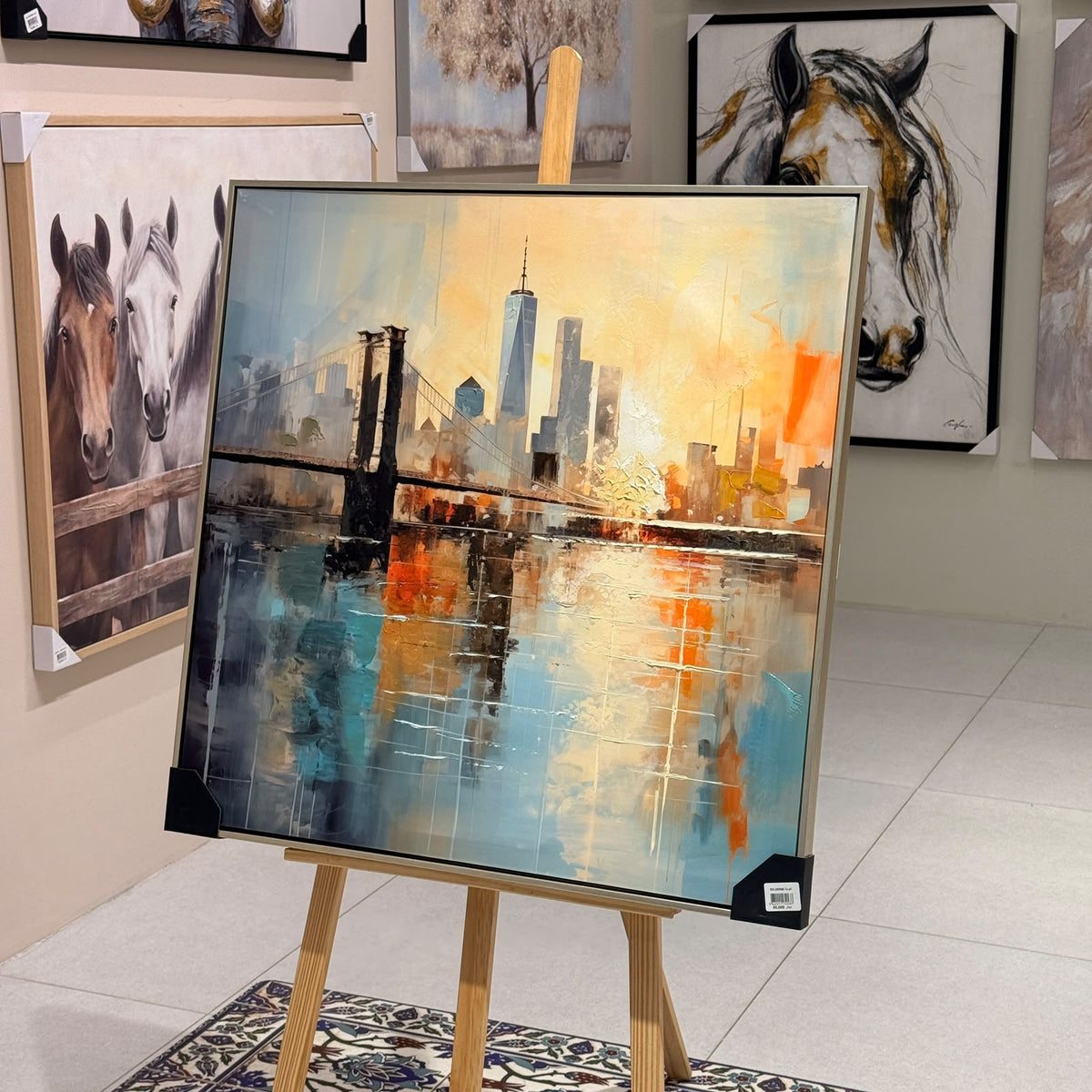 Modern Brooklyn Bridge Cityscape Canvas