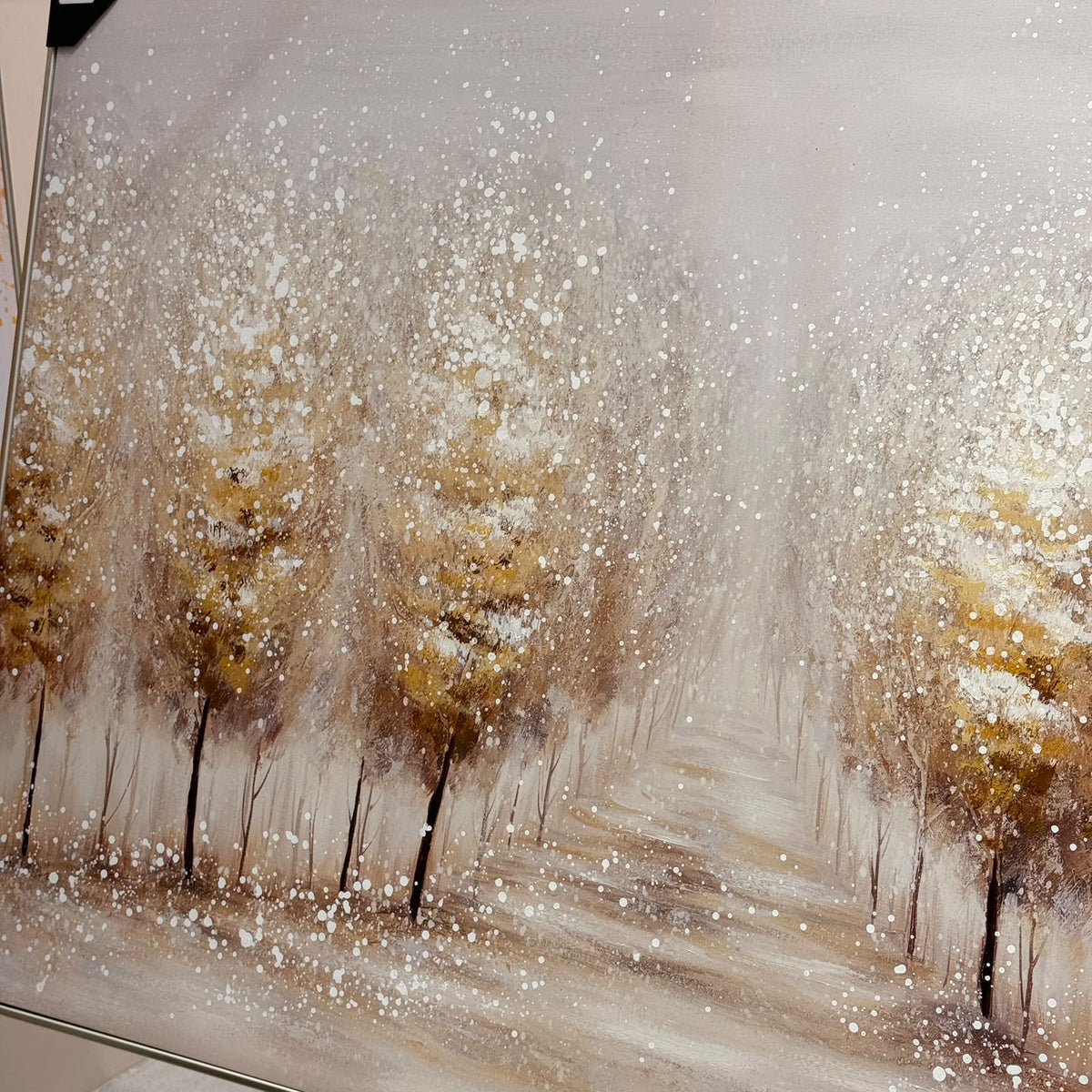 Golden Forest Pathway Gold Leaf Textured Canvas Wall Art - 120X60