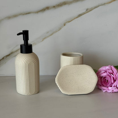 Luxury Stoneware Bathroom Accessories Set – 3PCS