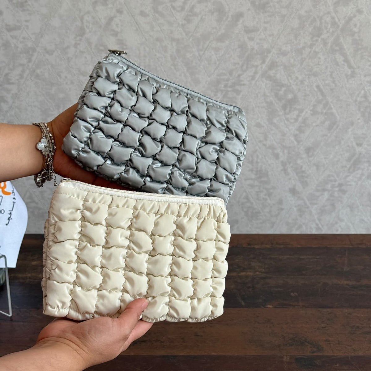 Puffer Quilted Cosmetic Pouch – Soft Travel Makeup Bag & Toiletry Organizer