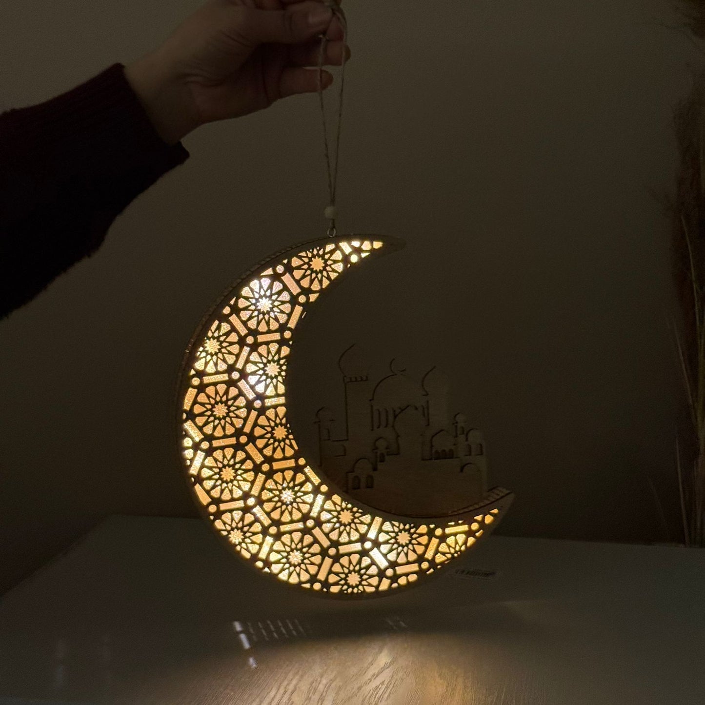 Hanging Crescent Moon and Mosque Decorative Light