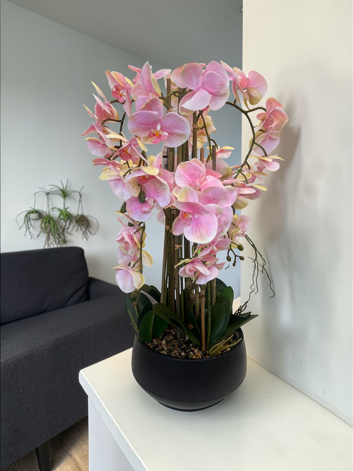 Luxury Orchid Artificial Flower with Decorative Vase - White & Blush Pink