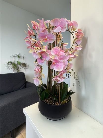 Luxury Orchid Artificial Flower with Decorative Vase - White & Blush Pink