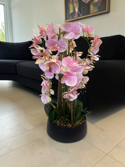 Luxury Orchid Artificial Flower with Decorative Vase - White & Blush Pink