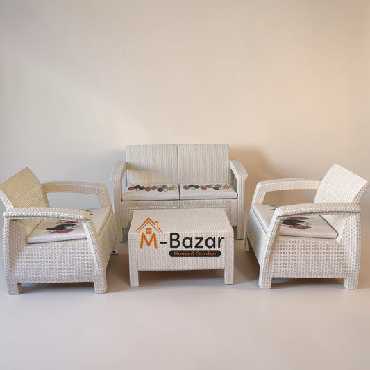 Modern Garden Seating Set - Beige & Decorative Cushion