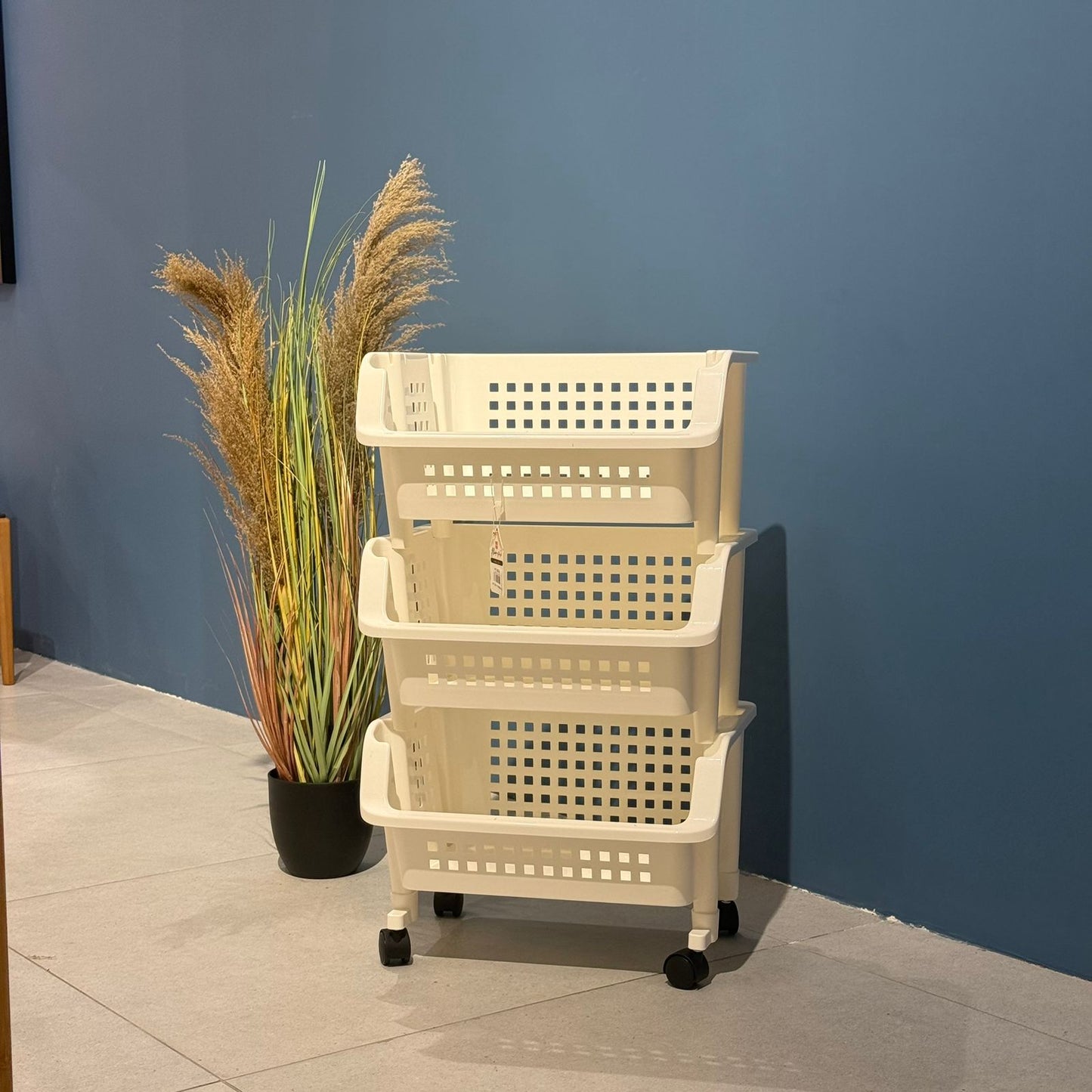 Modern 3-Tier Plastic Storage Cart with Wheels – Multi-Purpose Organizer