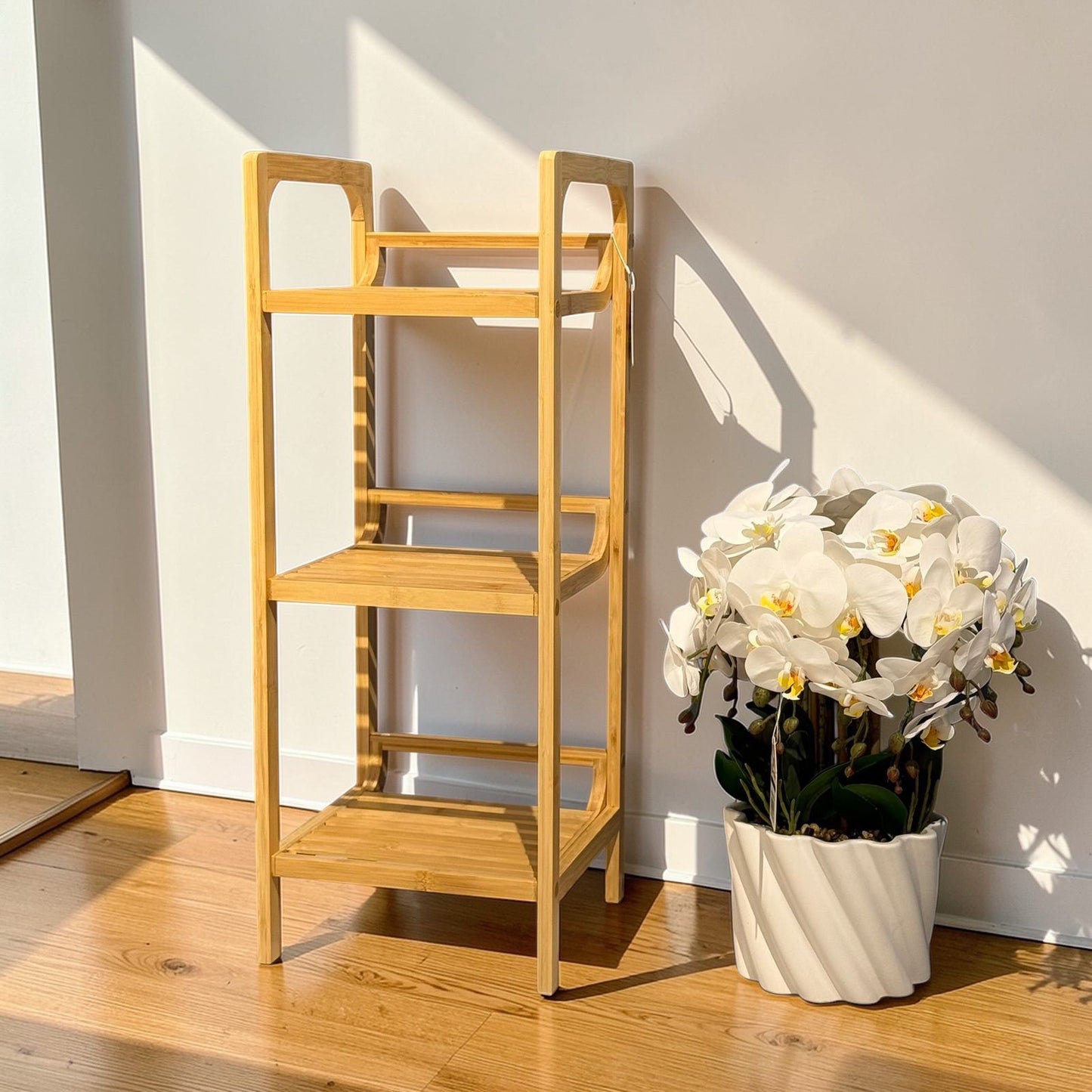 Modern Bamboo Multi-Tier Storage Rack – Space-Saving Organizer Shelf