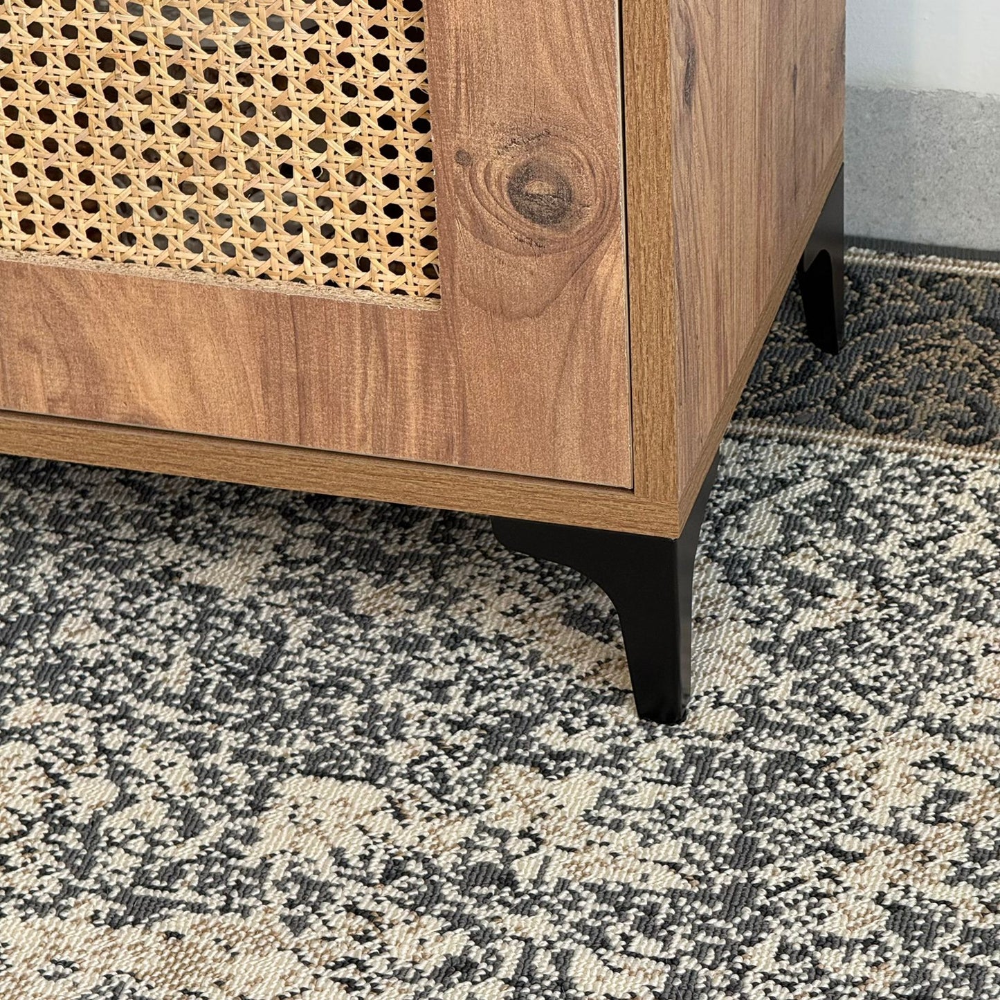 2 & 3 Door Multi-Purpose Natural Rattan Wood Storage Cabinet