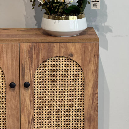 2 & 3 Door Multi-Purpose Natural Rattan Wood Storage Cabinet