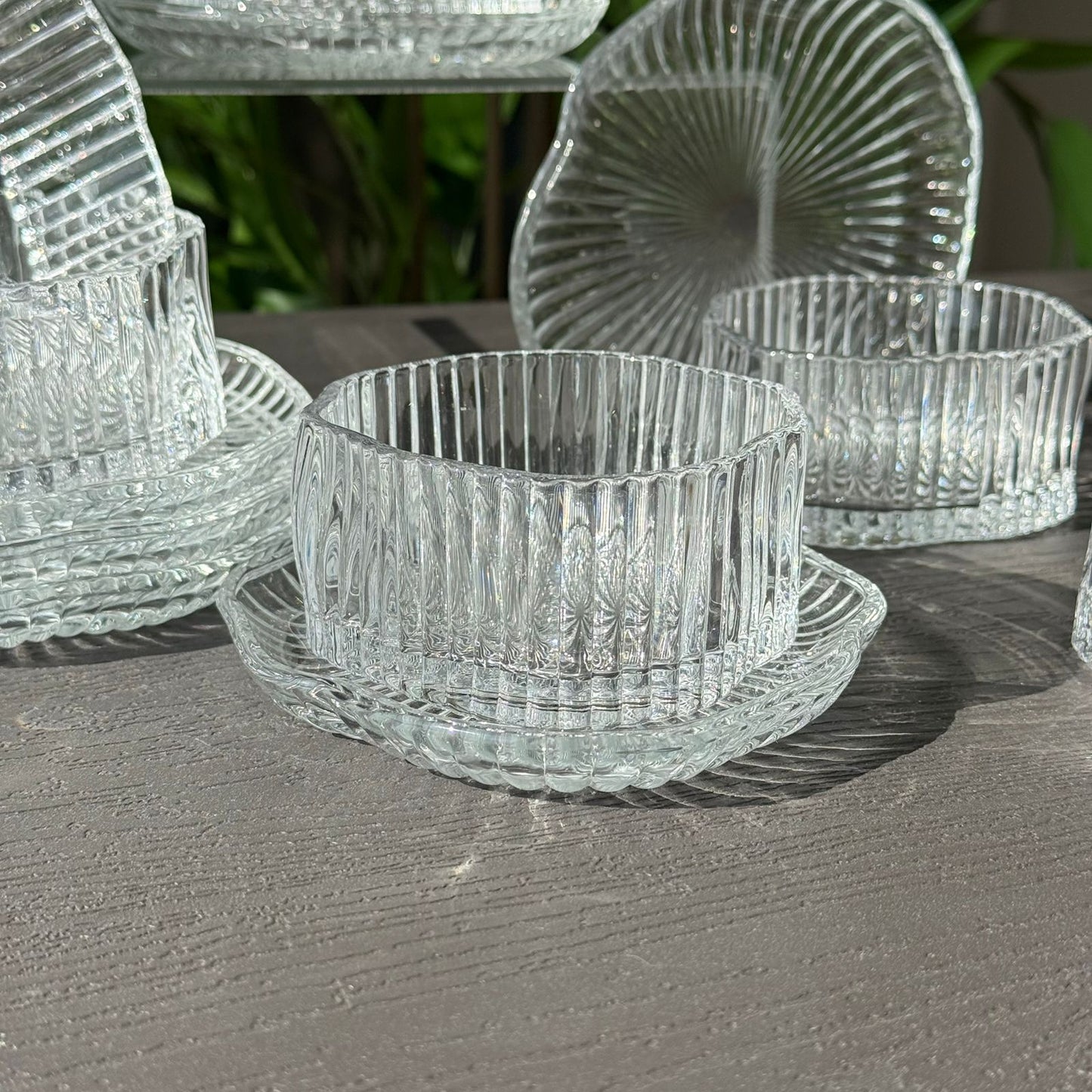 Elegant Glass Snack Serving Bowls with Plates – 12 Pieces