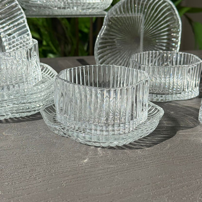 Elegant Glass Snack Serving Bowls with Plates – 12 Pieces