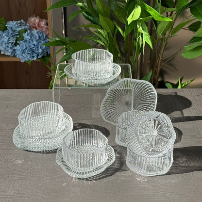 Elegant Glass Snack Serving Bowls with Plates – 12 Pieces