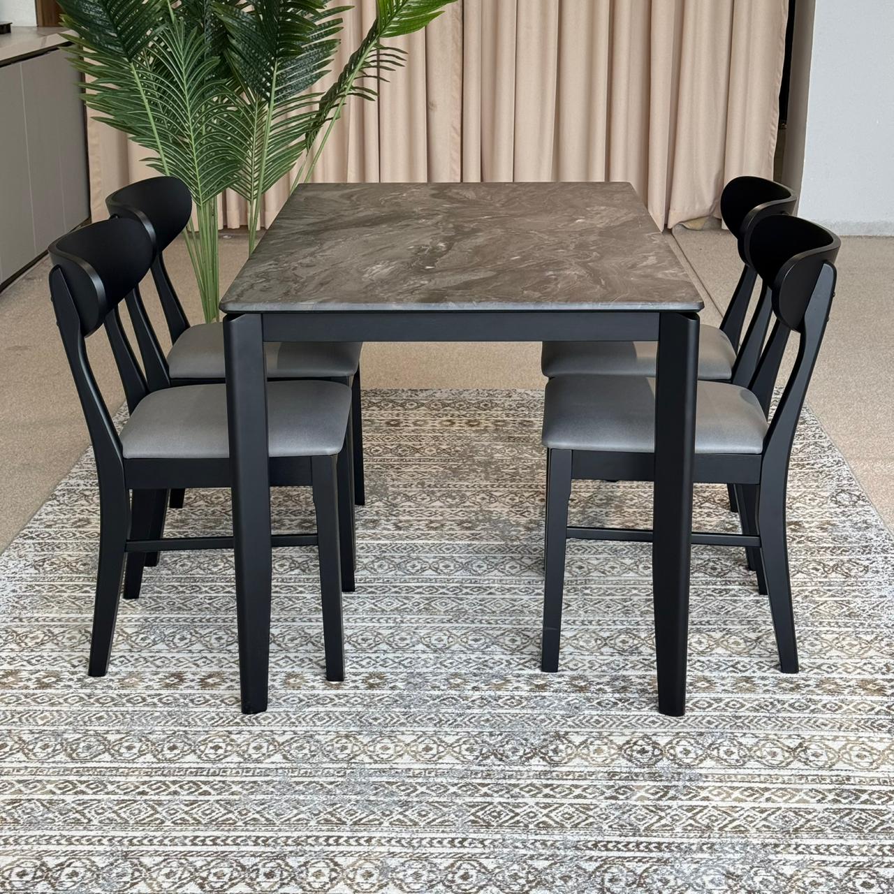 MARQUEE PALADIN Table with IYAN- Modern Wooden Chairs– Luxury Dining Set