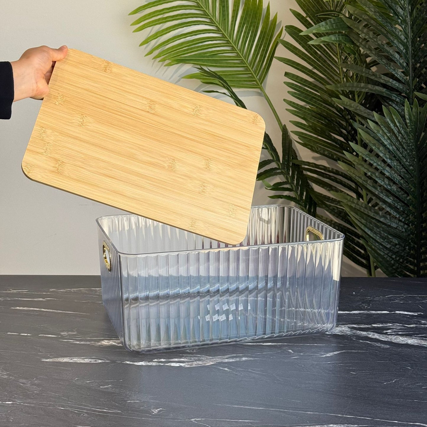 Luxury Acrylic Storage Box with Bamboo Lid