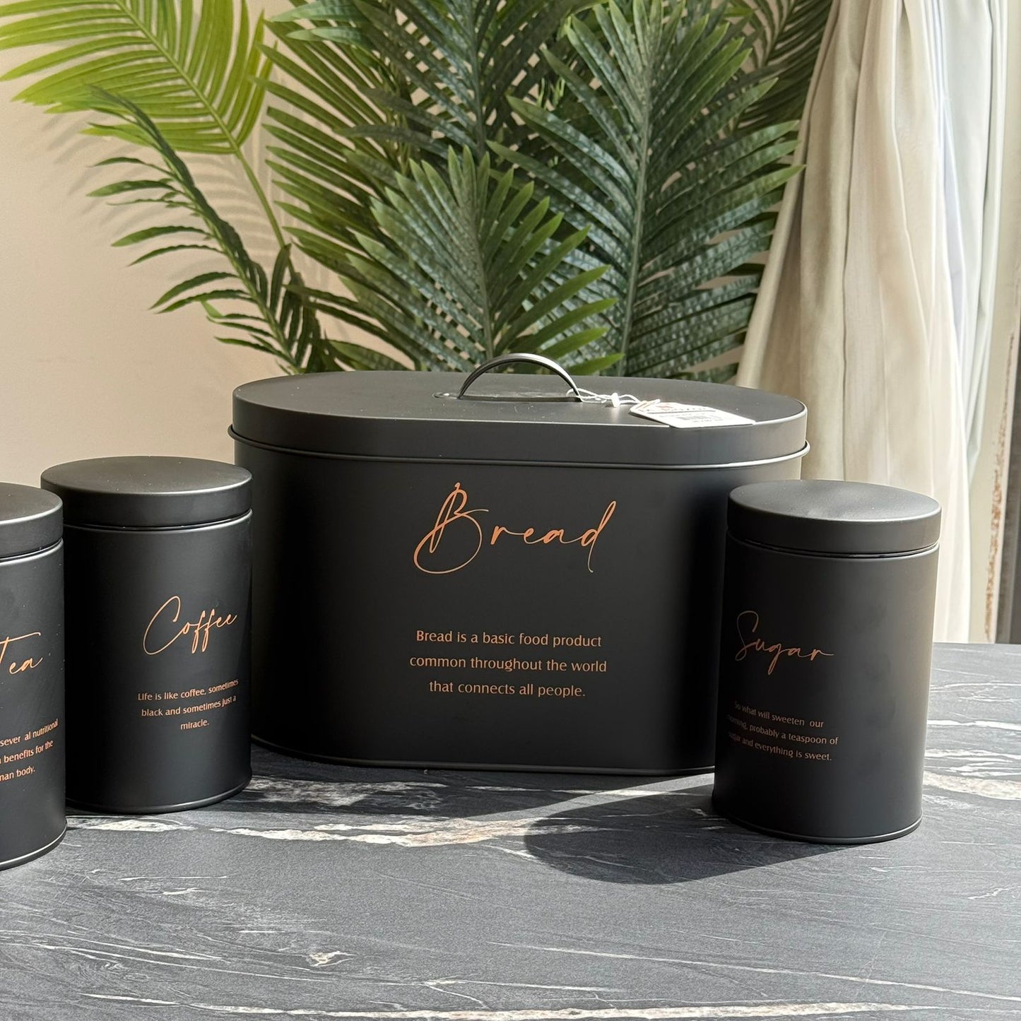 Modern Bread Bin with Storage Canister Set