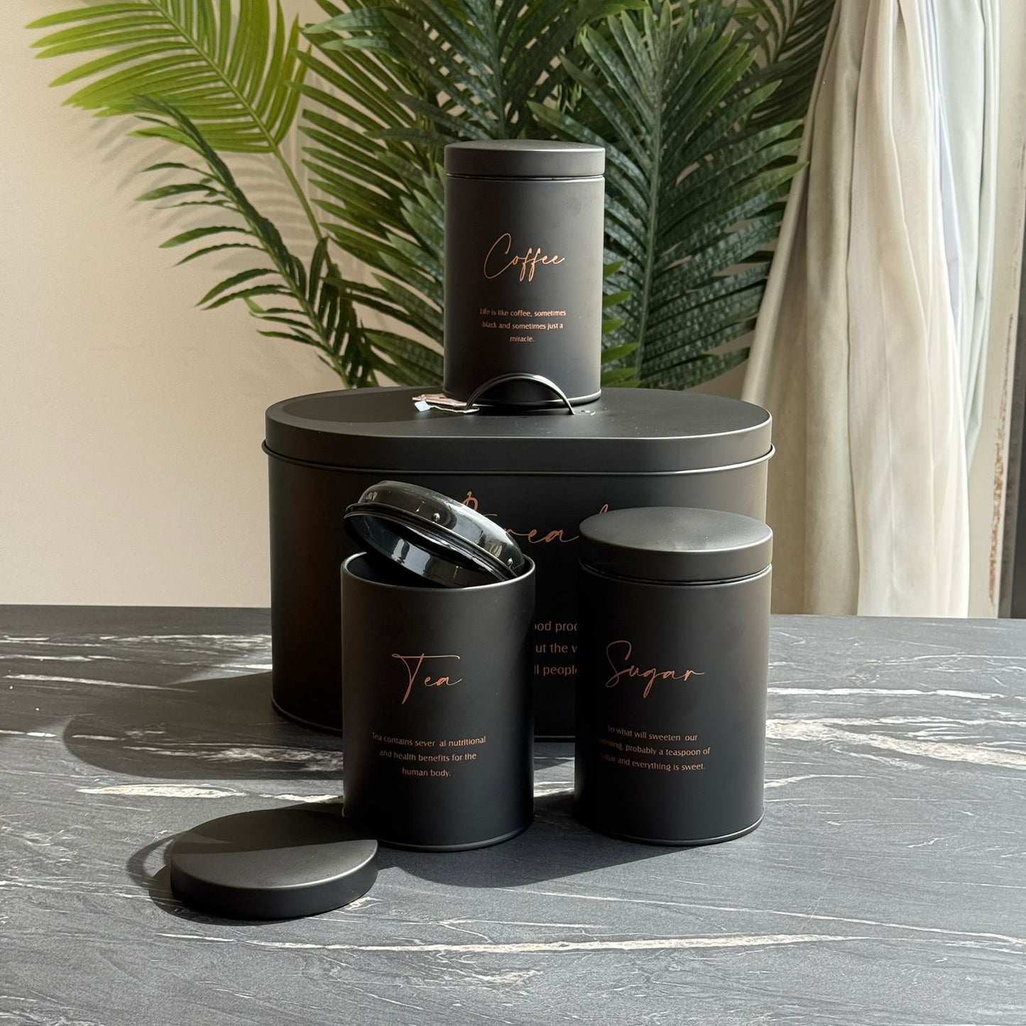 Modern Bread Bin with Storage Canister Set