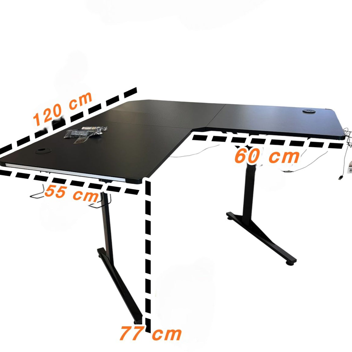 Modern Corner Workstation Desk with Space-Saving Design and Side Lids