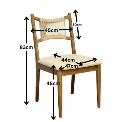JUNE ROPE- Modern Wooden Dining Chair with Cushioned Seat