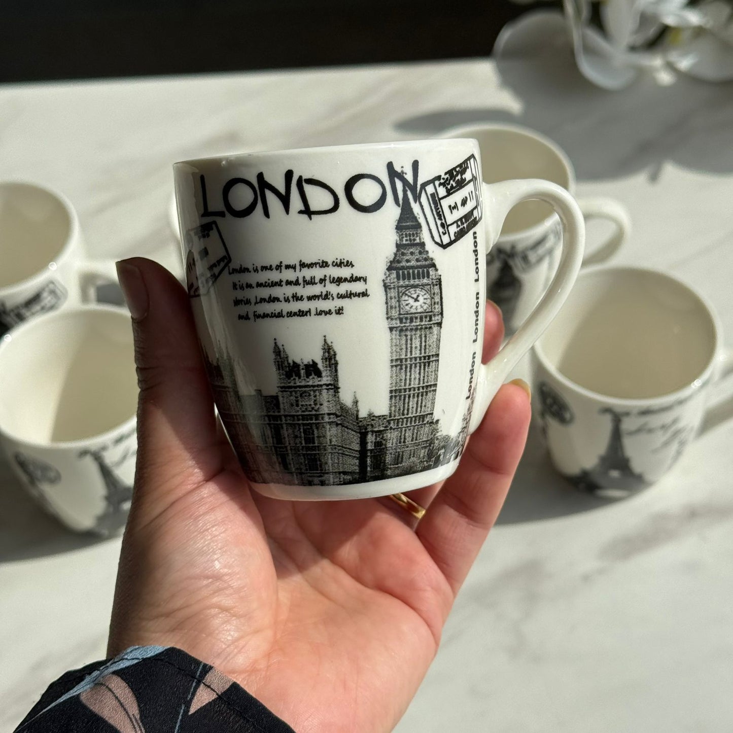 Vintage Ceramic Coffee Mug Set – 6 Pieces