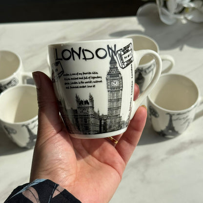 Vintage Ceramic Coffee Mug Set – 6 Pieces