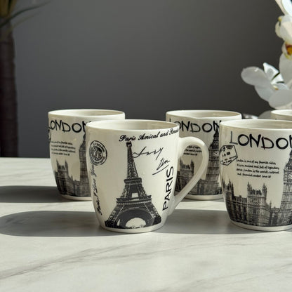 Vintage Ceramic Coffee Mug Set – 6 Pieces