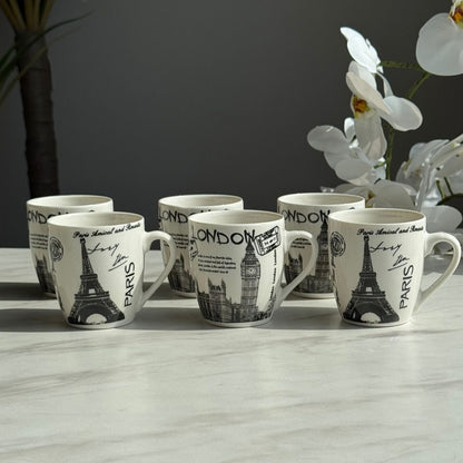 Vintage Ceramic Coffee Mug Set – 6 Pieces