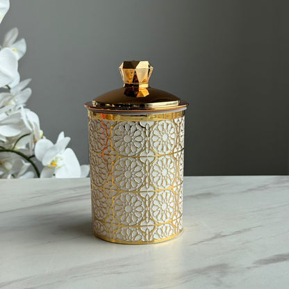 Luxury Decorative Storage Jar with Gold Lid