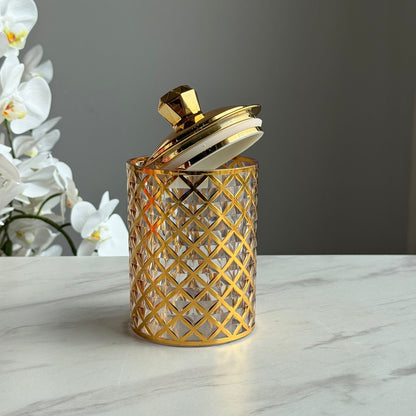 Luxury Decorative Storage Jar with Gold Lid