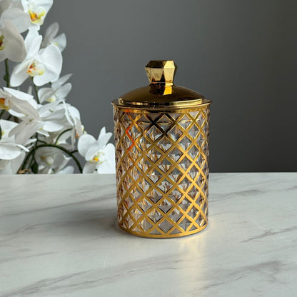 Luxury Decorative Storage Jar with Gold Lid